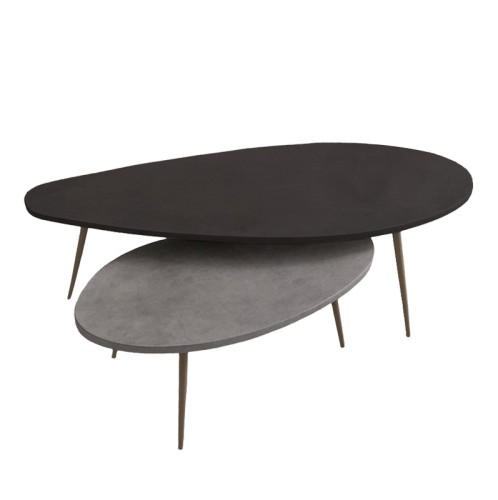 Τραπέζι σαλονιού Monty pakoworld 2 τεμ. σε απόχρωση σε μαύρο-γκρι απόχρωση 116x46x46εκ