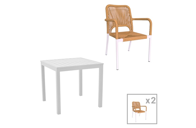 Τραπεζαρία Kliton - Norture σετ 3τεμ pakoworld αλουμίνιο σε λευκή απόχρωση 80x80x74εκ