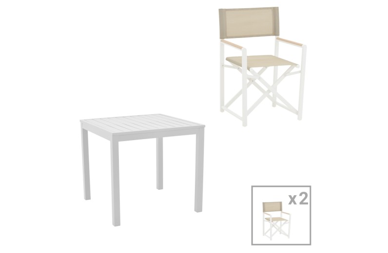 Τραπεζαρία Kliton - Mabu σετ 3τεμ pakoworld αλουμίνιο σε λευκή απόχρωση 80x80x74εκ