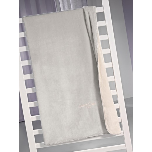 ΠΡΟΣΦΟΡΑ! Κουβέρτα Βρεφική Velvet Silver  δύο όψεων + Δώρο Μαξιλαράκι Διακοσμητικό
