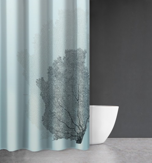 Κουρτίνα Μπάνιου Seawater Des 621 Sky με Κρίκους