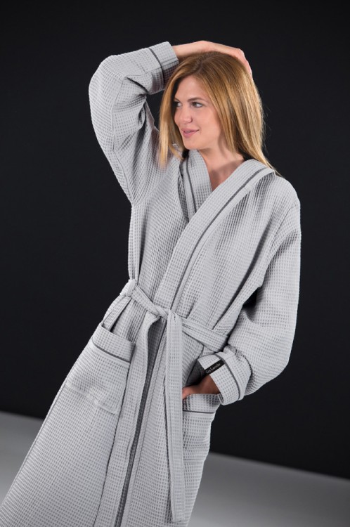 Μπουρνούζι Basic Grey Πικέ Medium