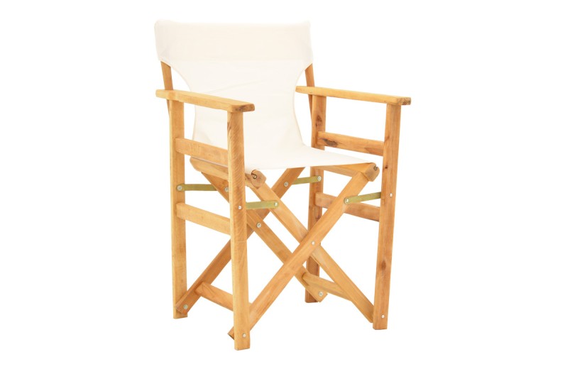 Καρέκλα-πολυθρόνα σκηνοθέτη Kompa pakoworld μασίφ ξύλο οξιάς φυσικό-πανί Nexus εκρού