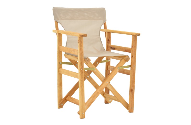 Καρέκλα-πολυθρόνα σκηνοθέτη Kompa pakoworld μασίφ ξύλο οξιάς φυσικό-πανί Nexus γκρι-μπεζ