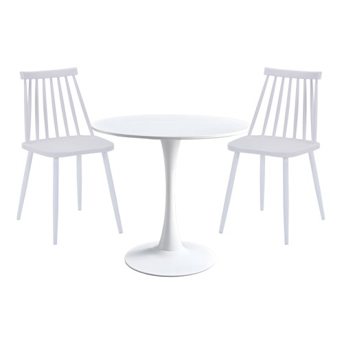 Τραπεζαρία Elijah-Aurora I pakoworld σετ 3τεμ pp σε λευκή απόχρωση Φ60x74εκ