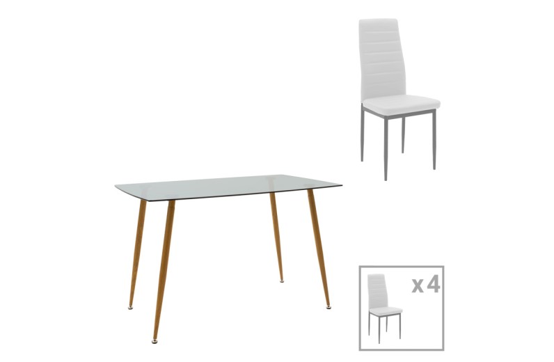 Τραπεζαρία Cuba-Parker pakoworld σετ 5τεμ sonoma-λευκό 120x80x75εκ