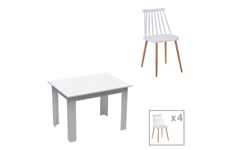 Τραπεζαρία Manka-Aurora I pakoworld σετ 5τεμ σε λευκή απόχρωση 110x80x77εκ