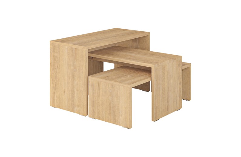 Τραπέζια σαλονιού Kantar pakoworld σετ 3τεμ σε φυσική απόχρωση 65x30x39εκ