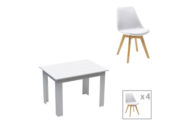 Τραπεζαρία Manka-Gaston pakoworld σετ 5τεμ σε λευκή απόχρωση 110x80x77εκ