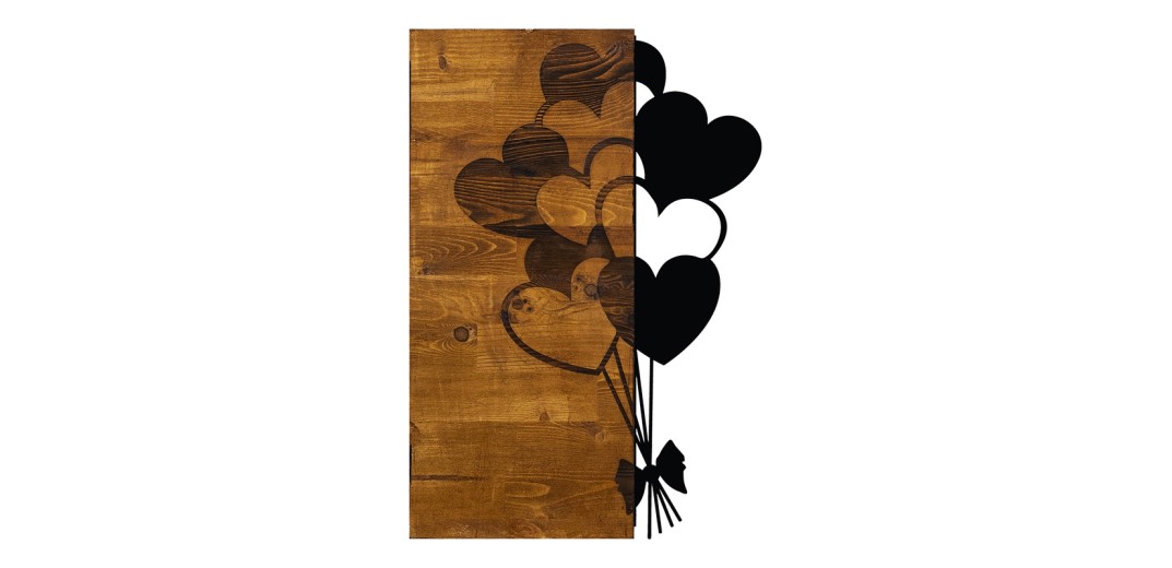 Διακοσμητικό τοίχου Hearby pakoworld ξύλο πεύκου σε φυσική απόχρωση με μαύρο μέταλλο 39x3x58εκ