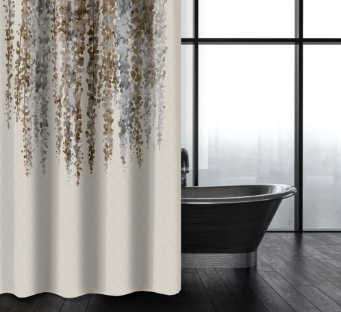 Κουρτίνα Μπάνιου Abstract Des 115 Natural με Κρίκους