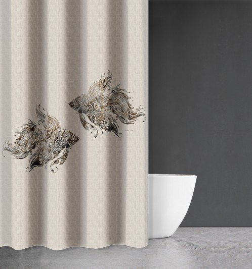 Κουρτίνα Μπάνιου Seawater Des 622 με Κρίκους