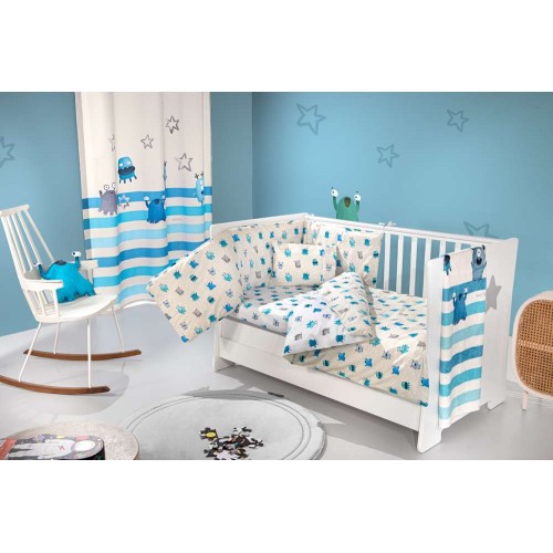 Σετ 3τμχ. Βρεφικά Σεντόνια Monsters Blue