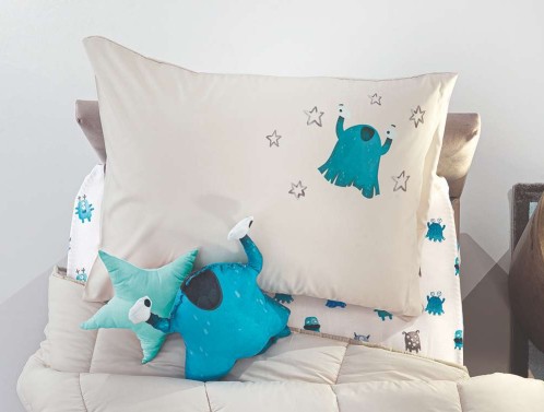 Διακοσμητική Μαξιλαροθήκη Monsters Blue 50x70