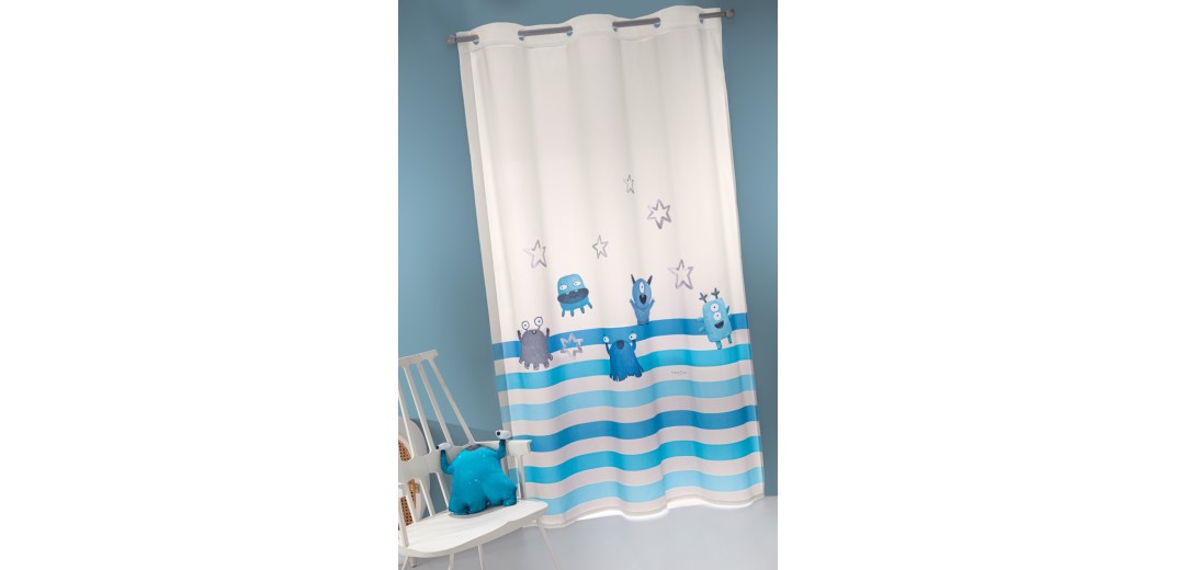 Κουρτίνα Soft - Touch Monsters Blue με Τρουκς