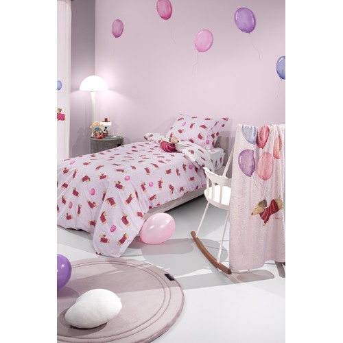 Σετ 2τμχ. Παιδική Παπλωματοθήκη & Μαξιλαροθήκη Pet Fuchsia