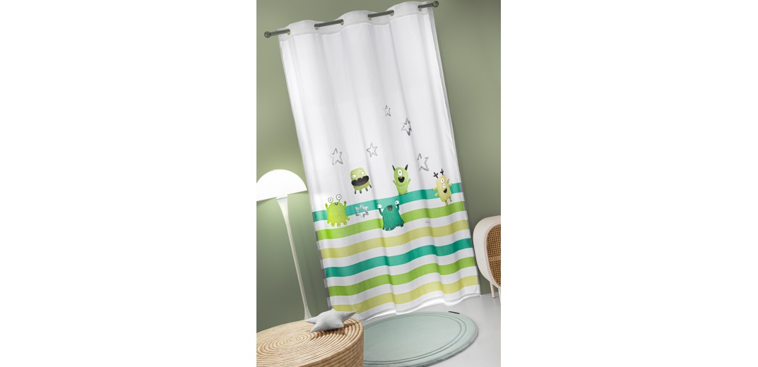 Κουρτίνα Soft - Touch Monsters Lime με Τρουκς