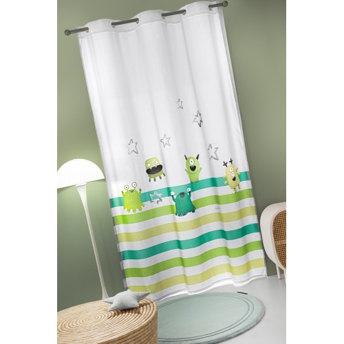 Κουρτίνα Soft - Touch Monsters Lime με Τρουκς