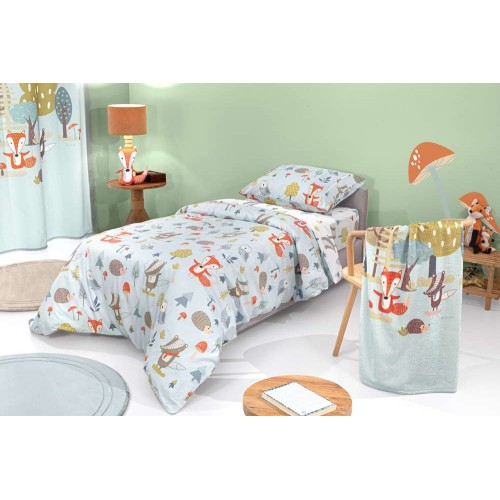 Σετ 2τμχ. Παιδική Παπλωματοθήκη & Μαξιλαροθήκη Timber Mint