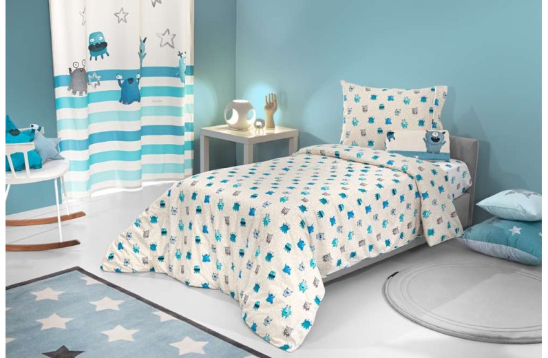 Σετ 3τμχ. Παιδικά Σεντόνια Monsters Blue