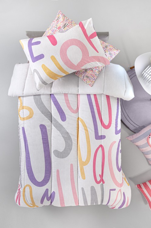 Παιδικό Πάπλωμα Letters Pink Suede 