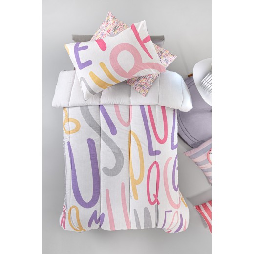 Παιδική Παπλωματοθήκη Letters Pink Suede