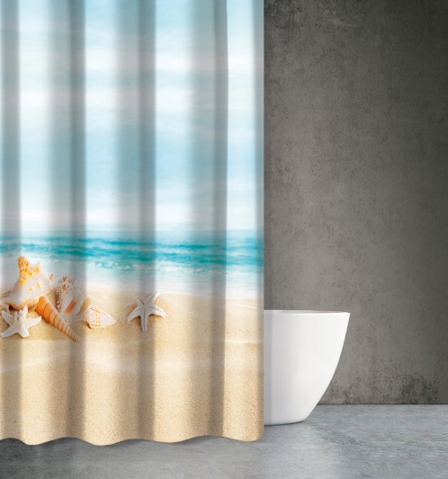 Κουρτίνα Μπάνιου Seawater Des 165 με Κρίκους