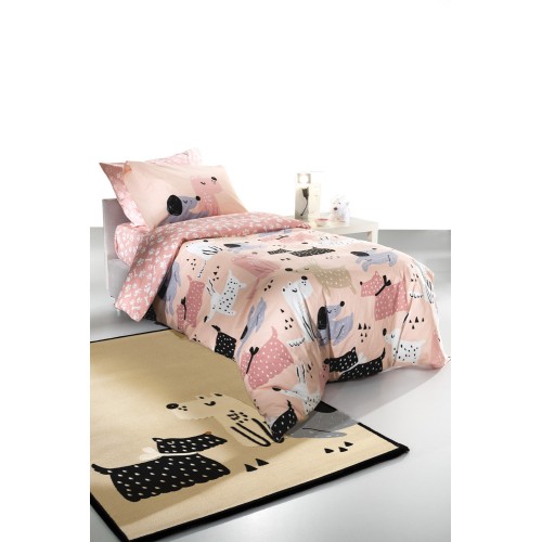 Σετ Σεντόνια 3τμχ. Doggy Pink