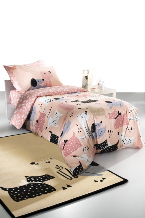 Σετ Σεντόνια 3τμχ. Doggy Pink