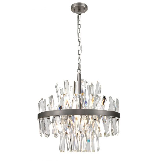 Κρεμαστό Φωτιστικό Veronica D:500 H:1780 Διάφανο / Ασημί Αντικέ