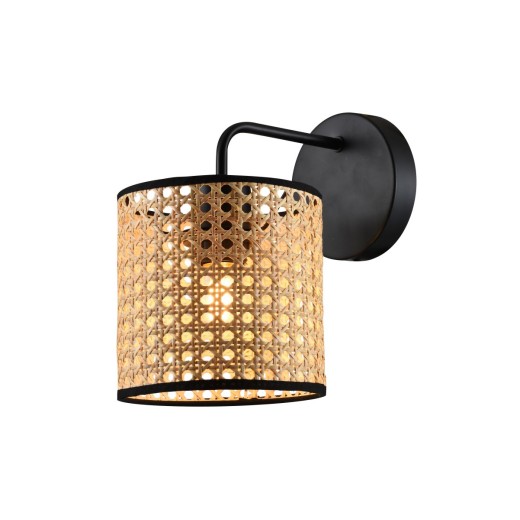 Φωτιστικό Τοίχου Cylinder Gheisa D:160 H:235 Φυσικό / Μαύρο