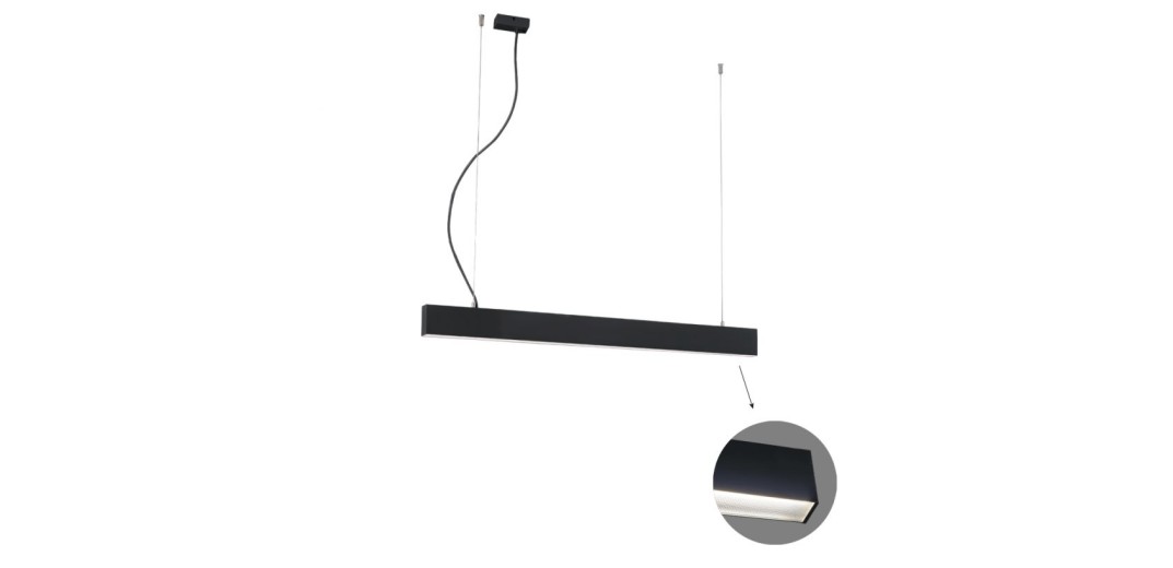 Γραμμικό Κρεμαστό L580 4000K Μαύρο Microprismatic Dim. Ciba L:580 H:1200