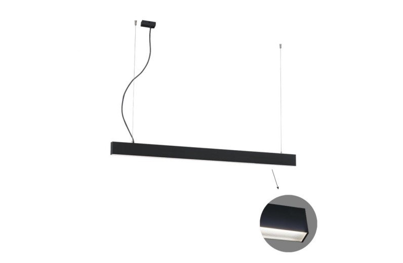 Γραμμικό Κρεμαστό L1420 3000K Μαύρο Microprismatic Dim. Ciba L:1420 H:1200