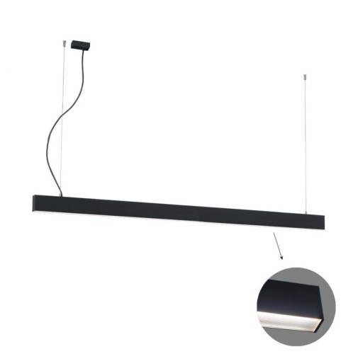 Γραμμικό Κρεμαστό L2260 3000K Μαύρο Microprismatic Dim. Ciba L:2260 H:1200