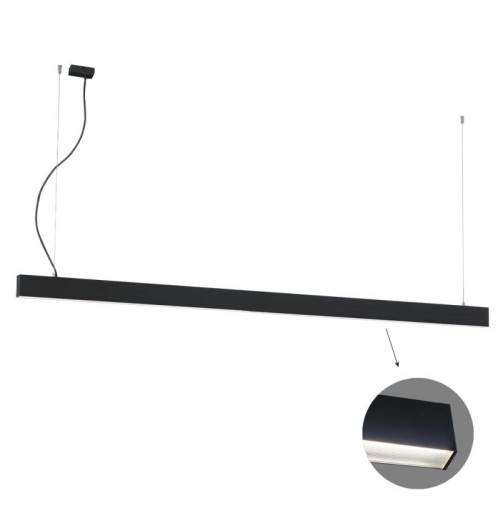 Γραμμικό Κρεμαστό L3380 3000K Μαύρο Microprismatic Dim. Ciba L:3380 H:1200