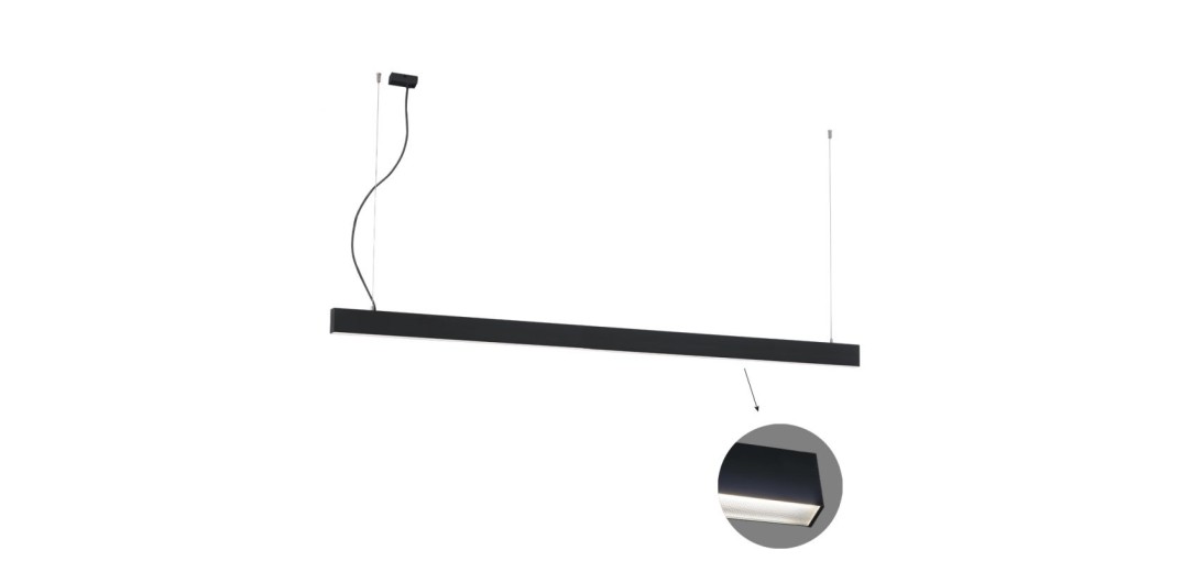 Γραμμικό Κρεμαστό L3380 4000K Μαύρο Microprismatic Dim. Ciba L:3380 H:1200