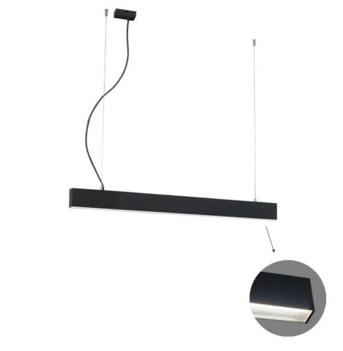 Γραμμικό Κρεμαστό L1140 3000K Μαύρο Microprismatic Dim. Ciba L:1140 H:1200