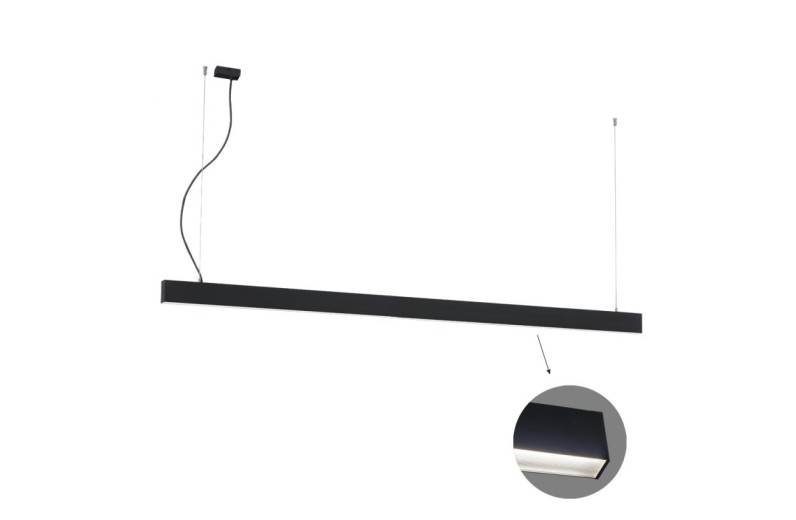 Γραμμικό Κρεμαστό L3100 3000K Μαύρο Microprismatic Dim. Ciba L:3100 H:1200