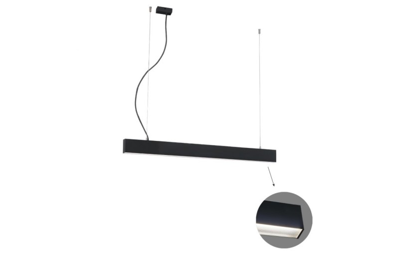 Γραμμικό Κρεμαστό L1140 4000K Μαύρο Microprismatic Ciba L:1140 H:1200