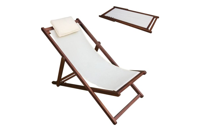 Σαιζ-Λόνγκ - Ξαπλώστρα 3 Θέσεων Acacia - Ύφασμα Εκρού Water Repellent Εκρού