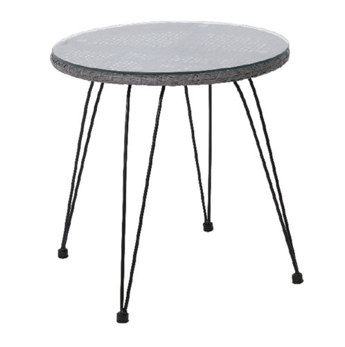 SALSA Τραπέζι Μέταλλο Βαφή Μαύρο, Wicker Γκρι Γκρι