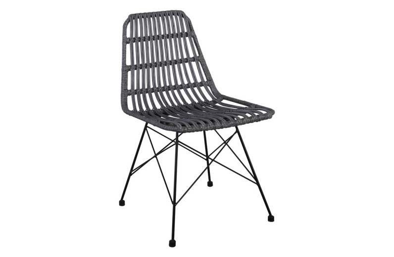 SALSA Καρέκλα Κήπου Βεράντας Μέταλλο Βαφή Μαύρο, Wicker Γκρι Γκρι