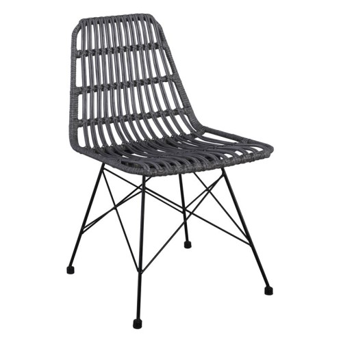 SALSA Καρέκλα Κήπου Βεράντας Μέταλλο Βαφή Μαύρο, Wicker Γκρι Γκρι