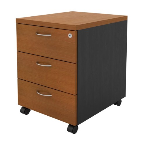 ΣΥΡΤΑΡΙΕΡΑ Τροχήλατη, Με 3 συρτάρια, Απόχρωση Dark Grey - Cherry Ανθρακί