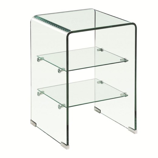 GLASSER Κομοδίνο Clear  2 Ράφια - Γυαλί 10mm / 5mm Διάφανο