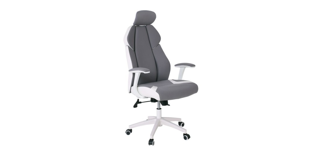 BF8300 Πολυθρόνα Γραφείου Διευθυντή, Microfiber Γκρι PU Άσπρο Άσπρο