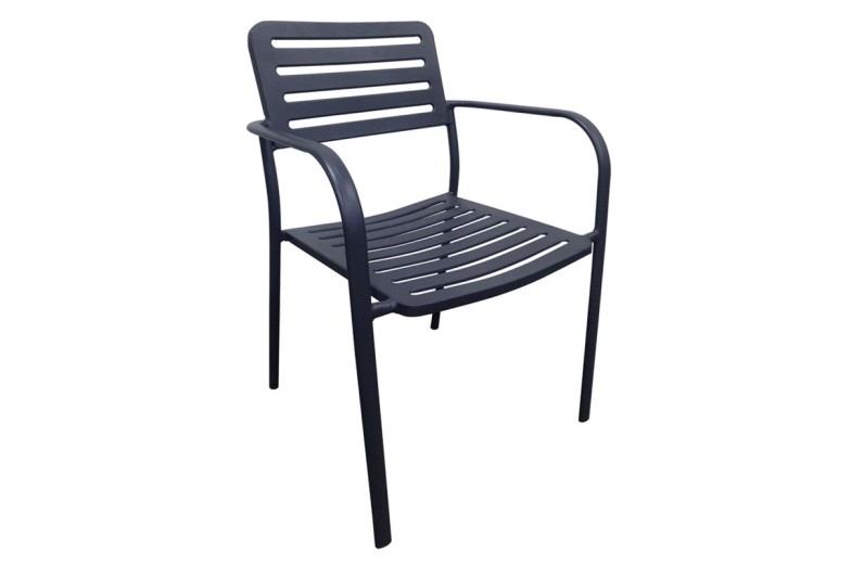 ROMA Πολυθρόνα Στοιβαζόμενη, Μέταλλο Βαφή Μαύρο