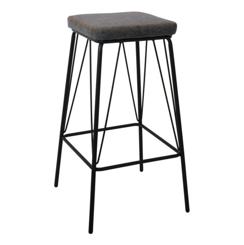PANTON Σκαμπό BAR, Μέταλλο Βαφή Μαύρο, PU Απόχρωση Vintage Grey Γκρι