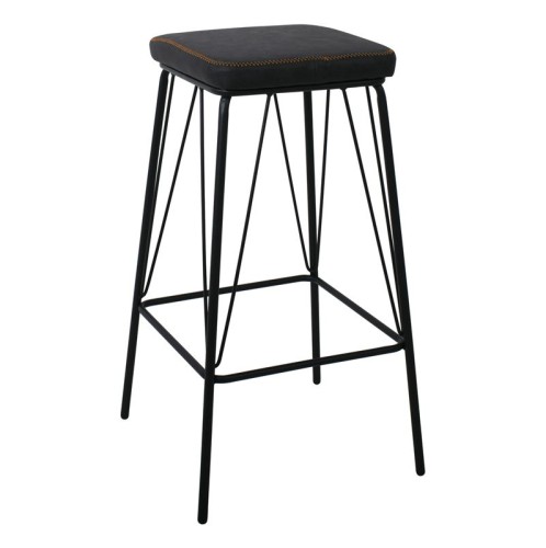 PANTON Σκαμπό BAR, Μέταλλο Βαφή Μαύρο, PU Απόχρωση Vintage Black (2τμχ)