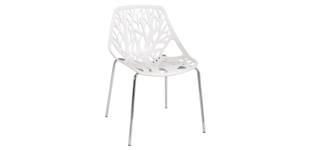 LINEA Καρέκλα Τραπεζαρίας Κουζίνας, Μέταλλο Χρώμιο Πολυπροπυλένιο Άσπρο Άσπρο